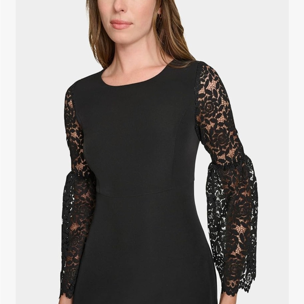 Tommy Hilfiger Black Dress with Lace Sleeves - Picture 4 of 9